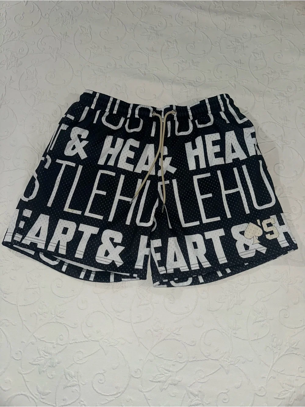 Heart & Style Black Graphic Mesh Shorts